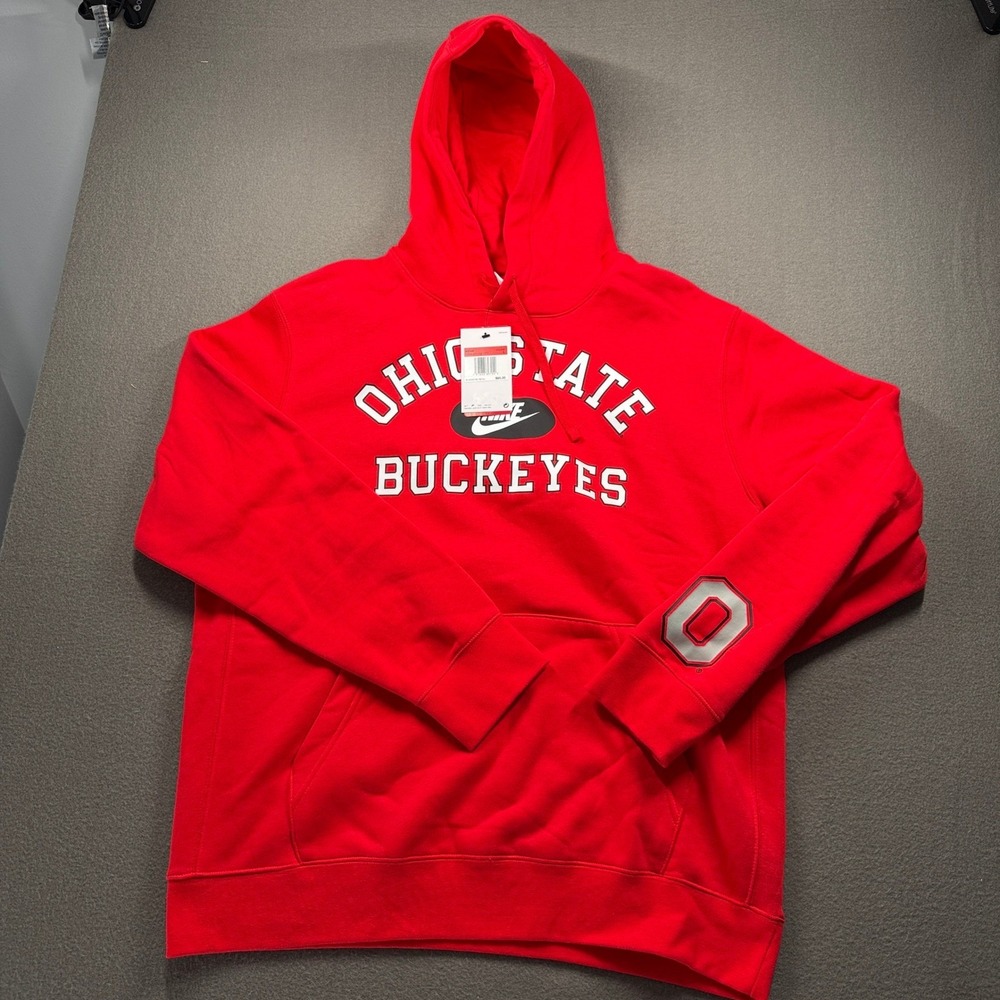 Nike Hoodie Men Large Red Ohio State Buckeyes Pullover NKDK-65N-OBV-T7Y